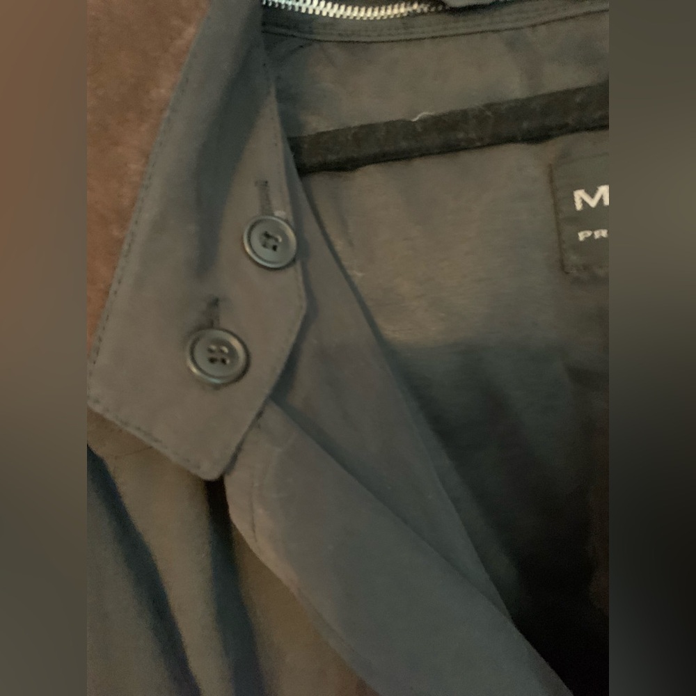 MacMor Black Trench Coat Brown suede Collar spring rain coat warm size 46 - Picture 4 of 8